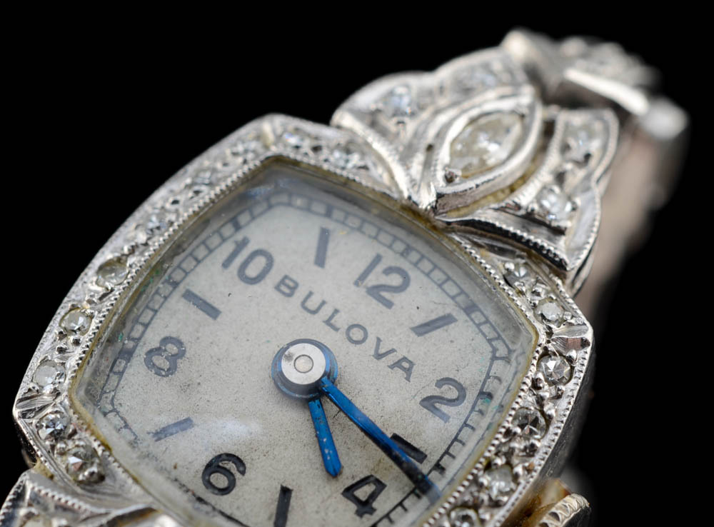 Vintage Lady's Bulova Platinum and Diamond Watch