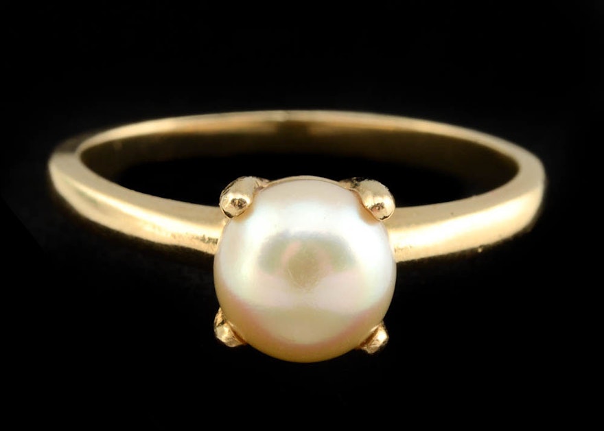 Baumf 14K Yellow Gold and Cultured Pearl Ring