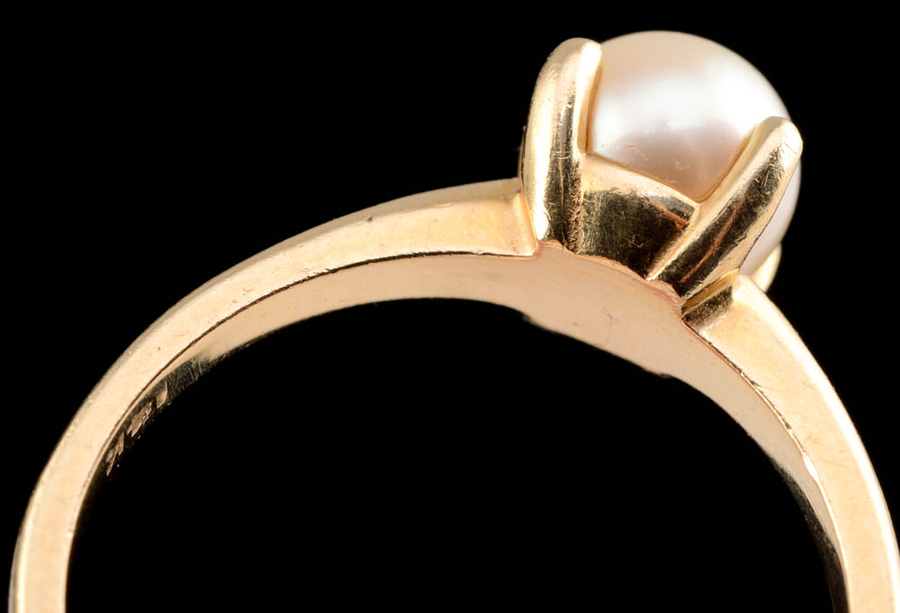 Baumf 14K Yellow Gold and Cultured Pearl Ring