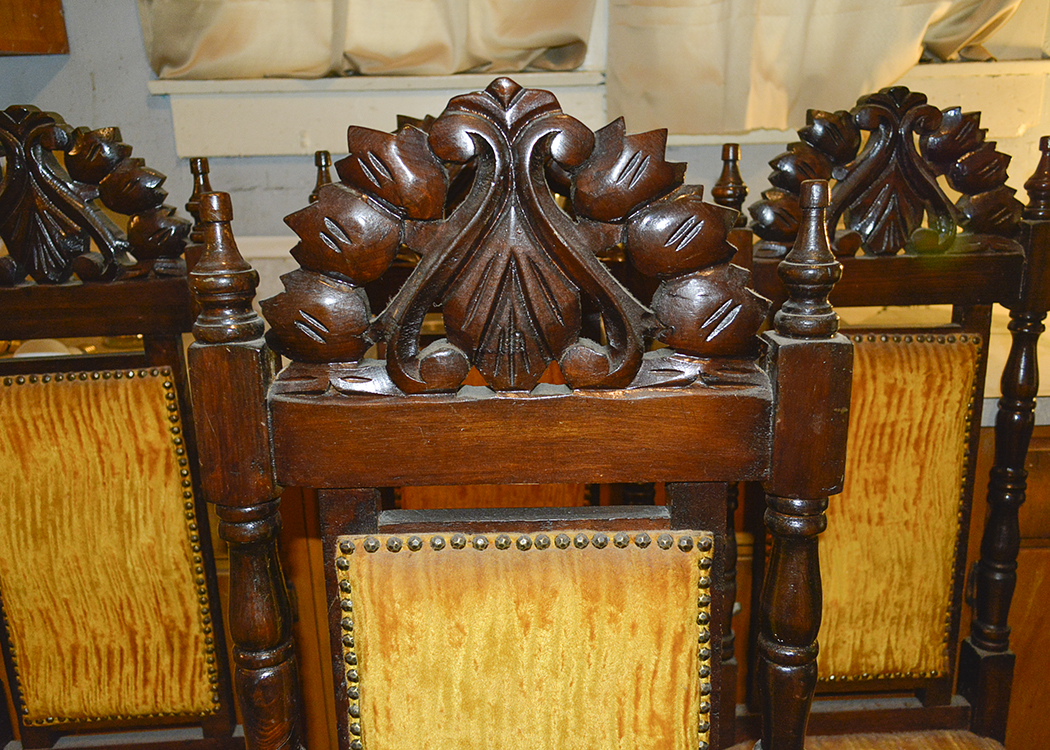 Vintage Gothic Revival Style Dining Table and Chairs