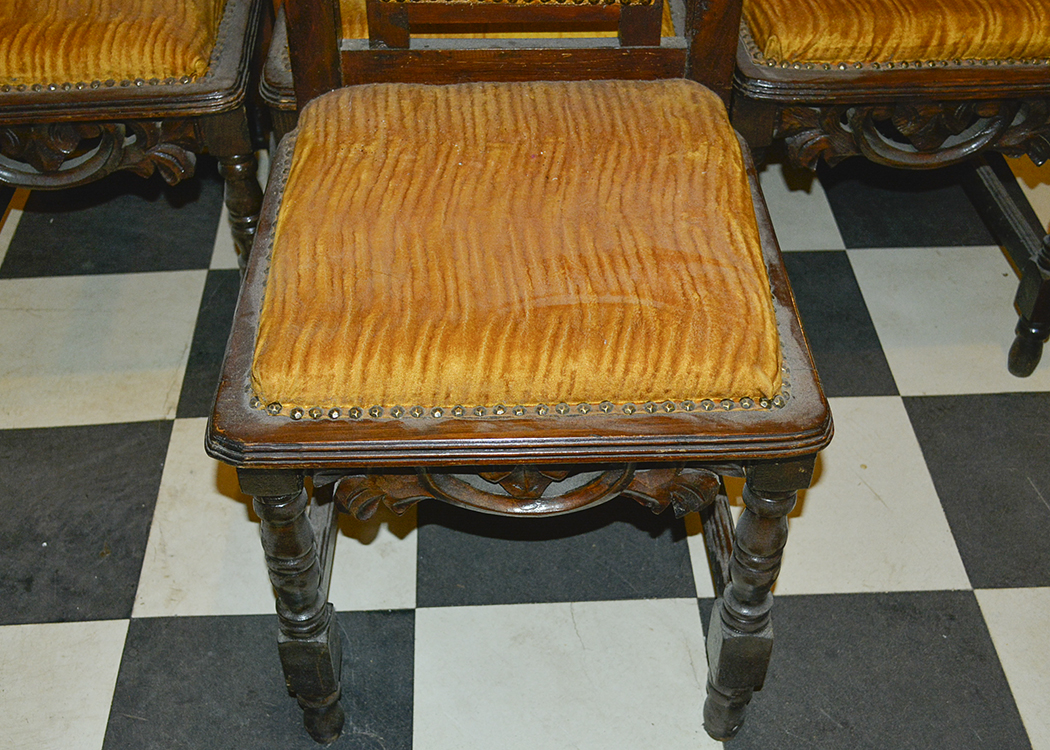 Vintage Gothic Revival Style Dining Table and Chairs