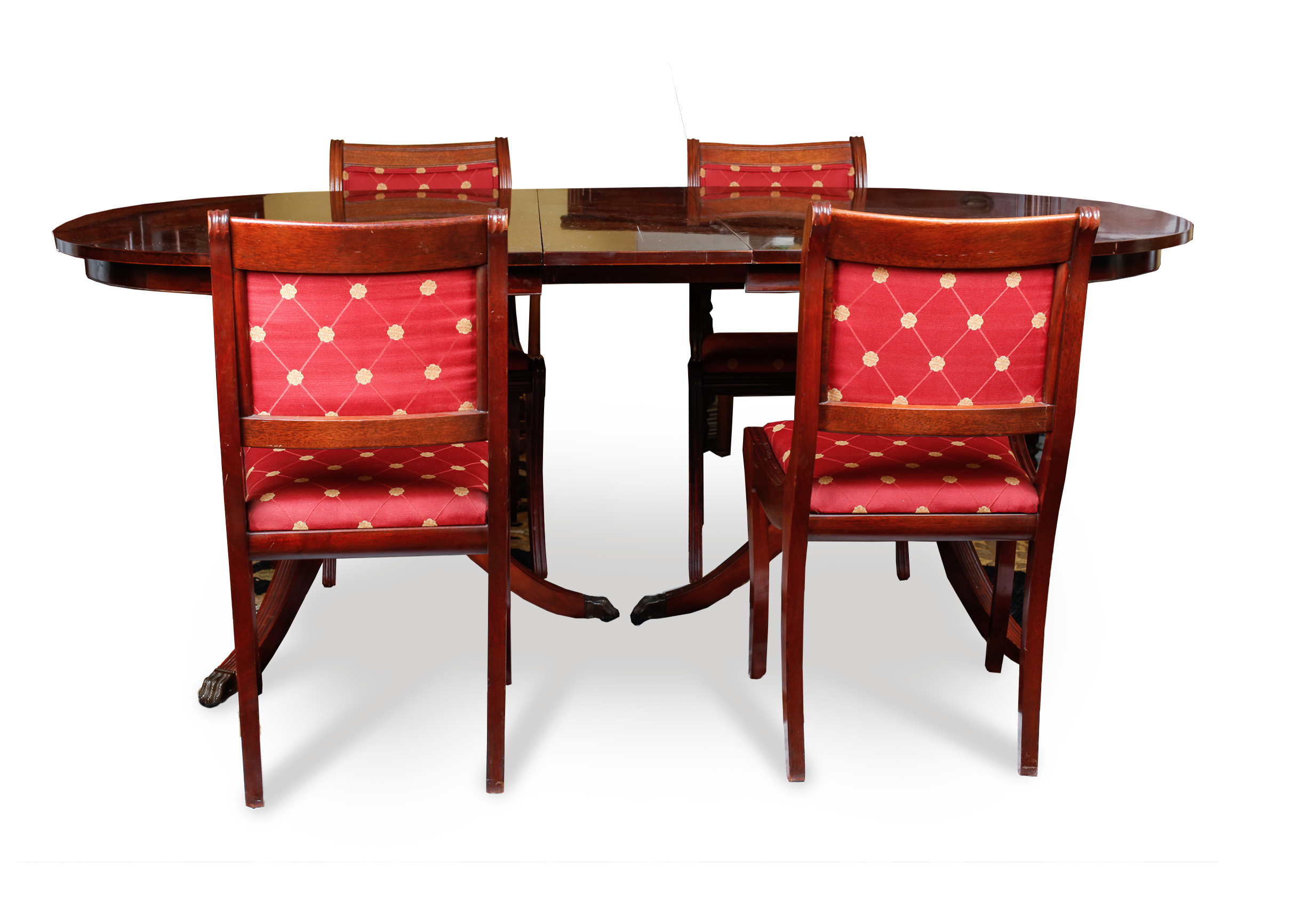 Duncan Phyfe Reproduction Mahogany Dining Table and Chairs