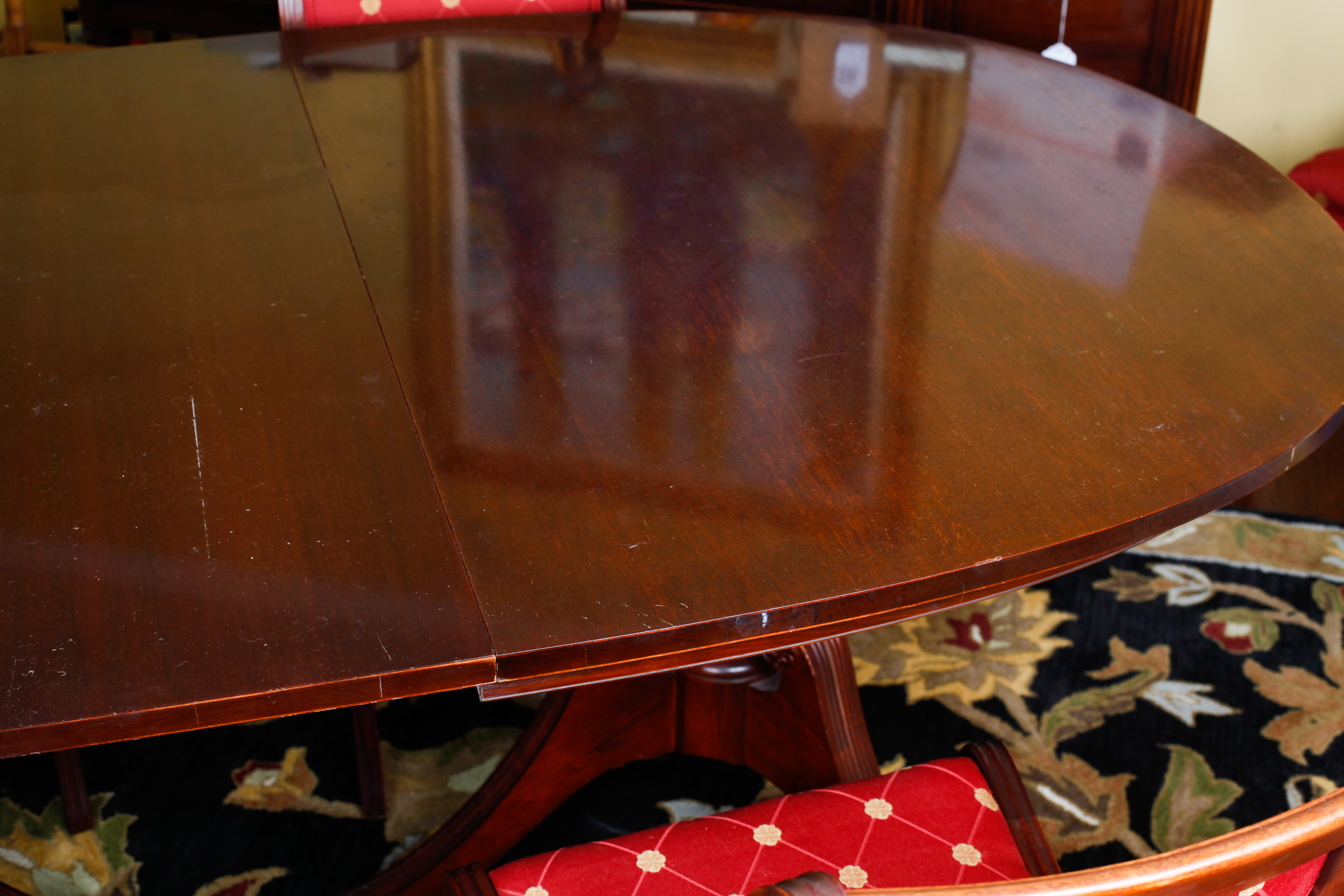 Duncan Phyfe Reproduction Mahogany Dining Table and Chairs