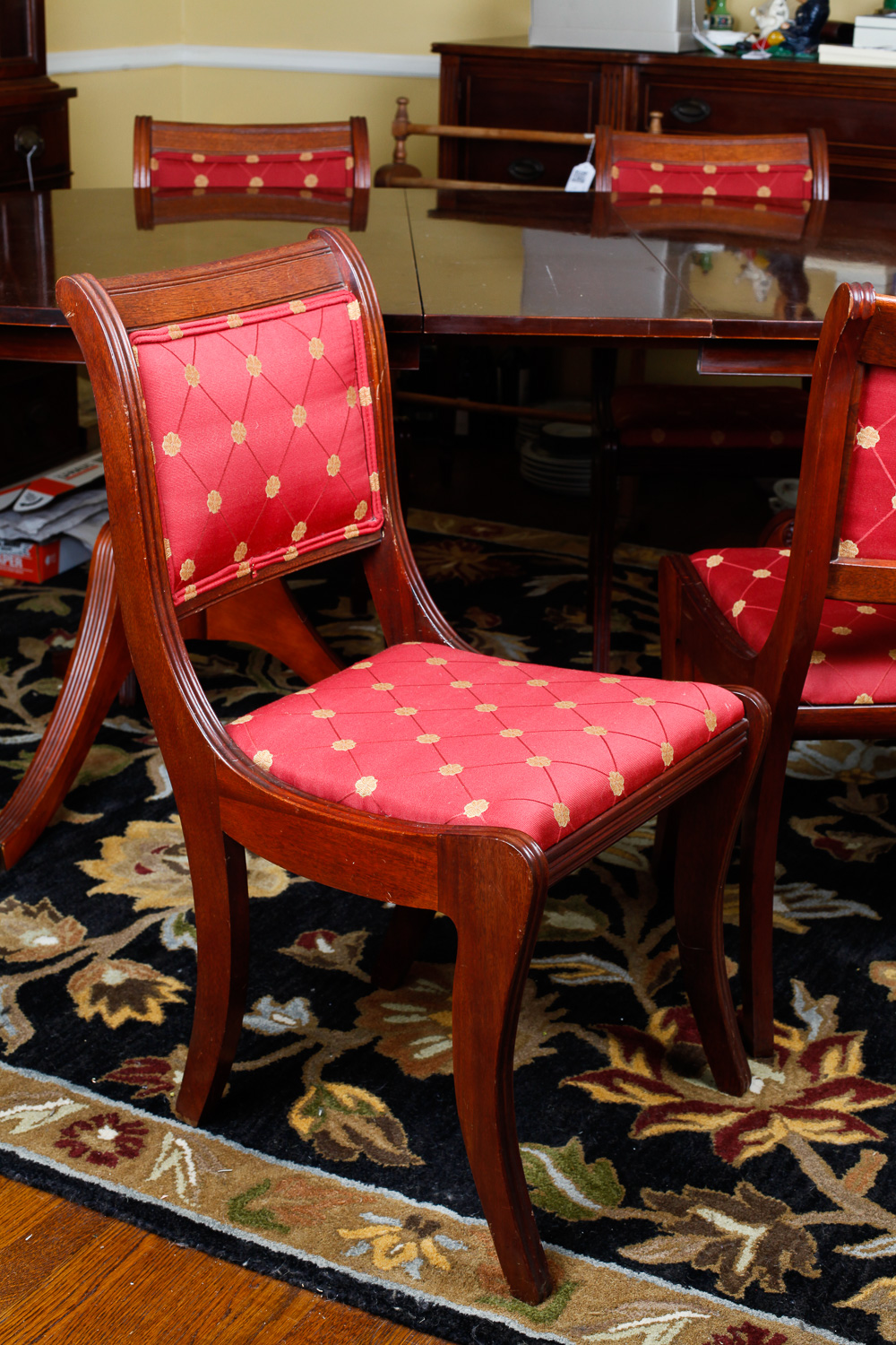 Duncan Phyfe Reproduction Mahogany Dining Table and Chairs