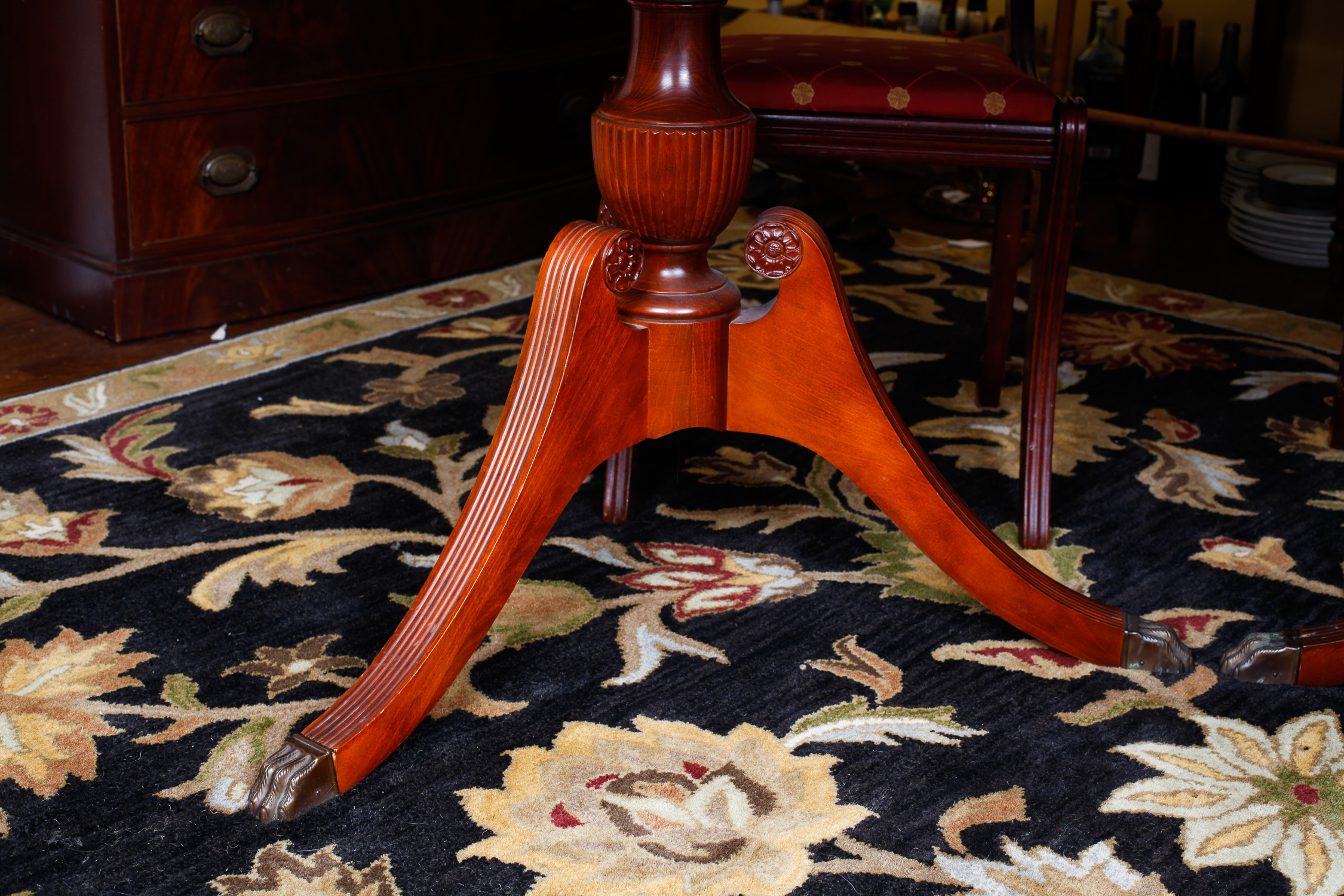 Duncan Phyfe Reproduction Mahogany Dining Table and Chairs