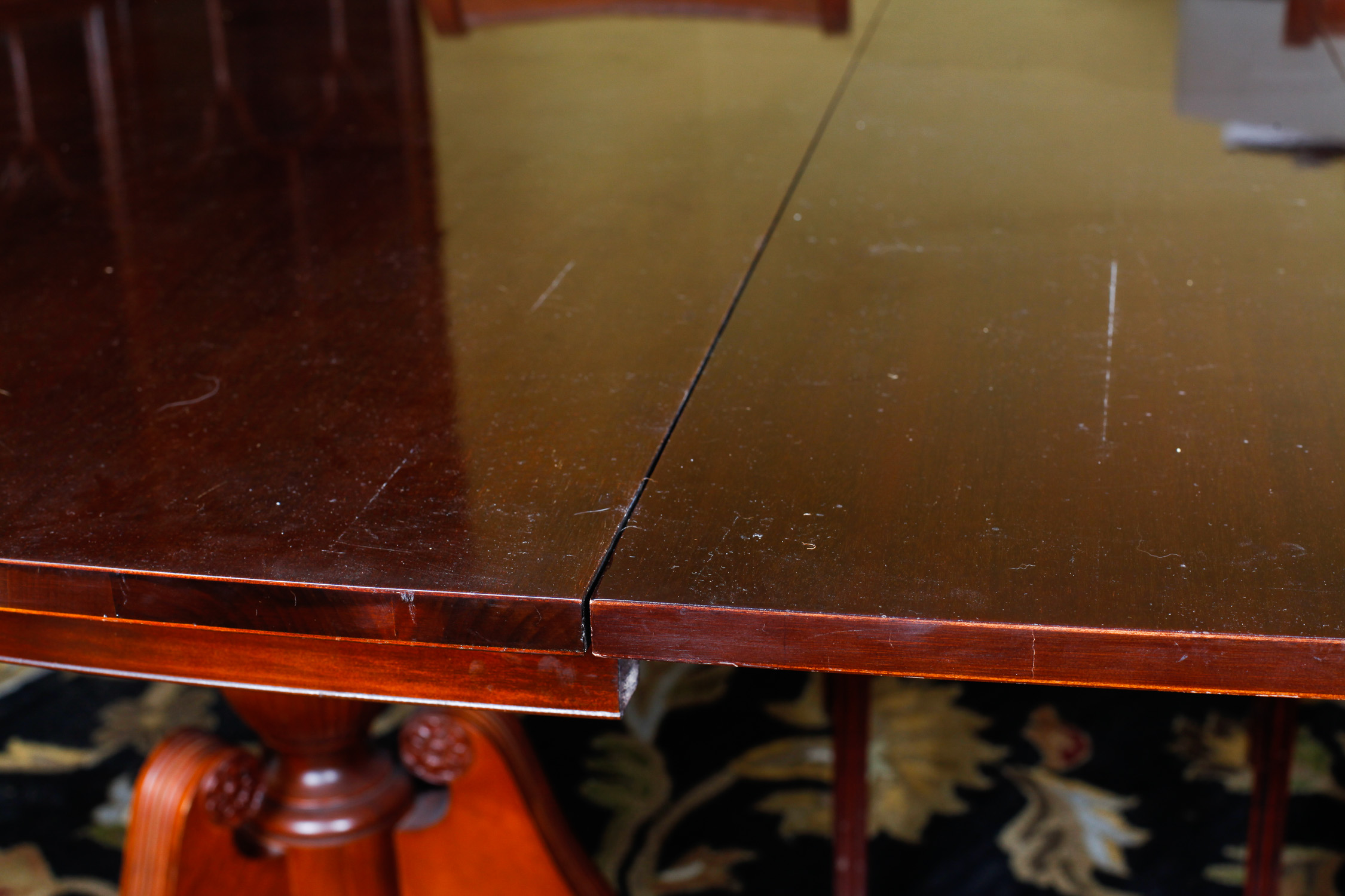 Duncan Phyfe Reproduction Mahogany Dining Table and Chairs