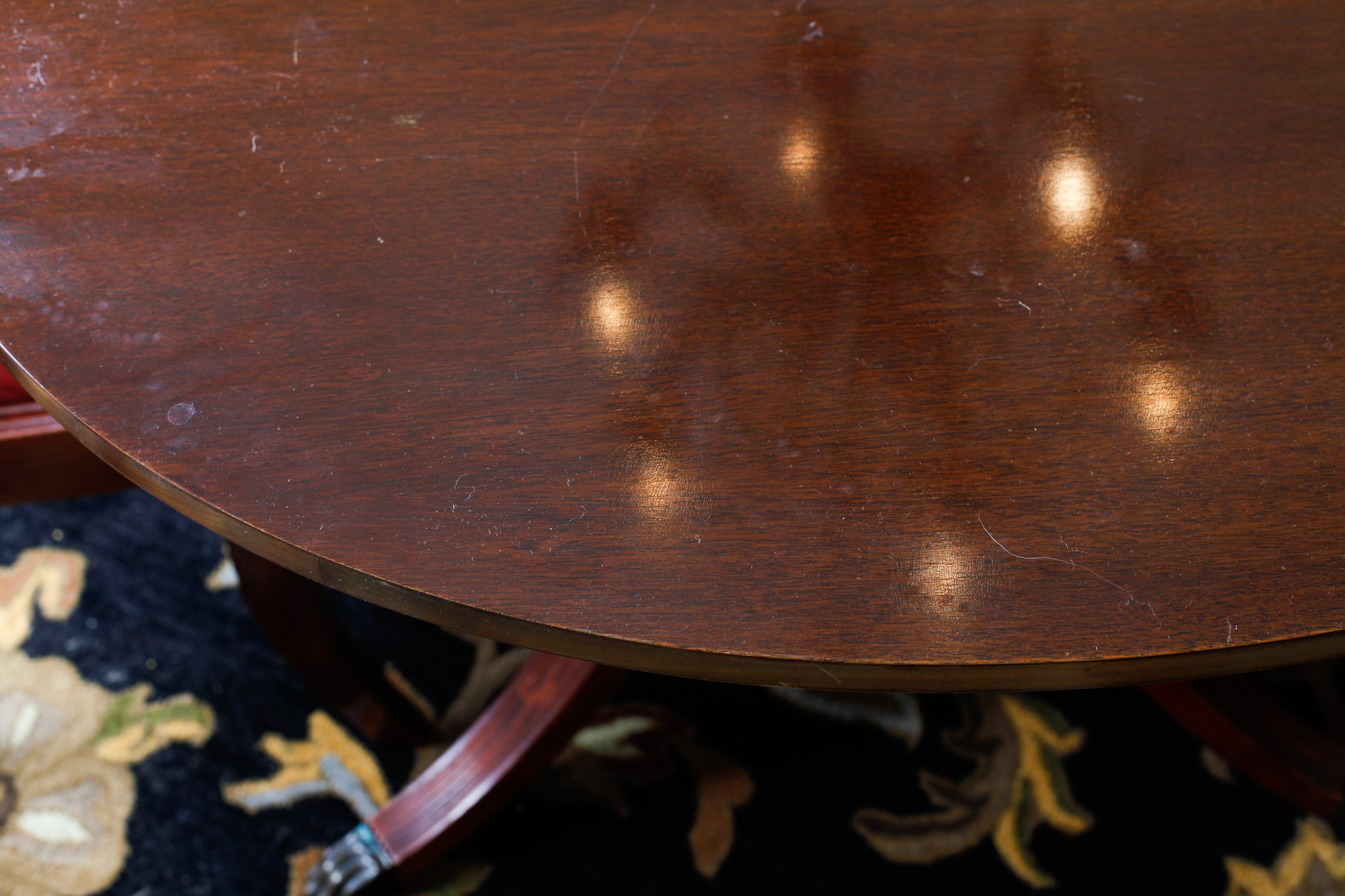 Duncan Phyfe Reproduction Mahogany Dining Table and Chairs