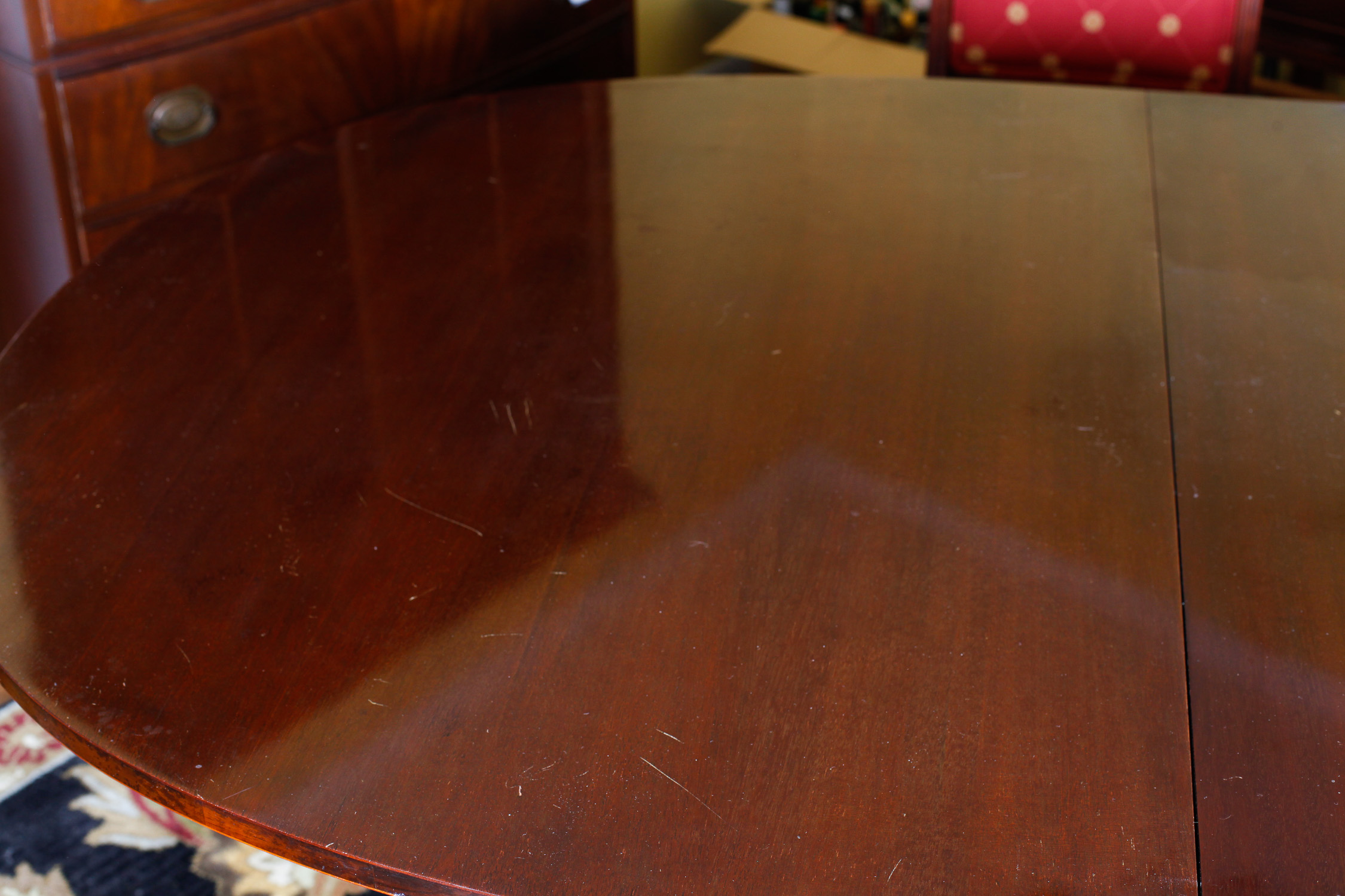 Duncan Phyfe Reproduction Mahogany Dining Table and Chairs