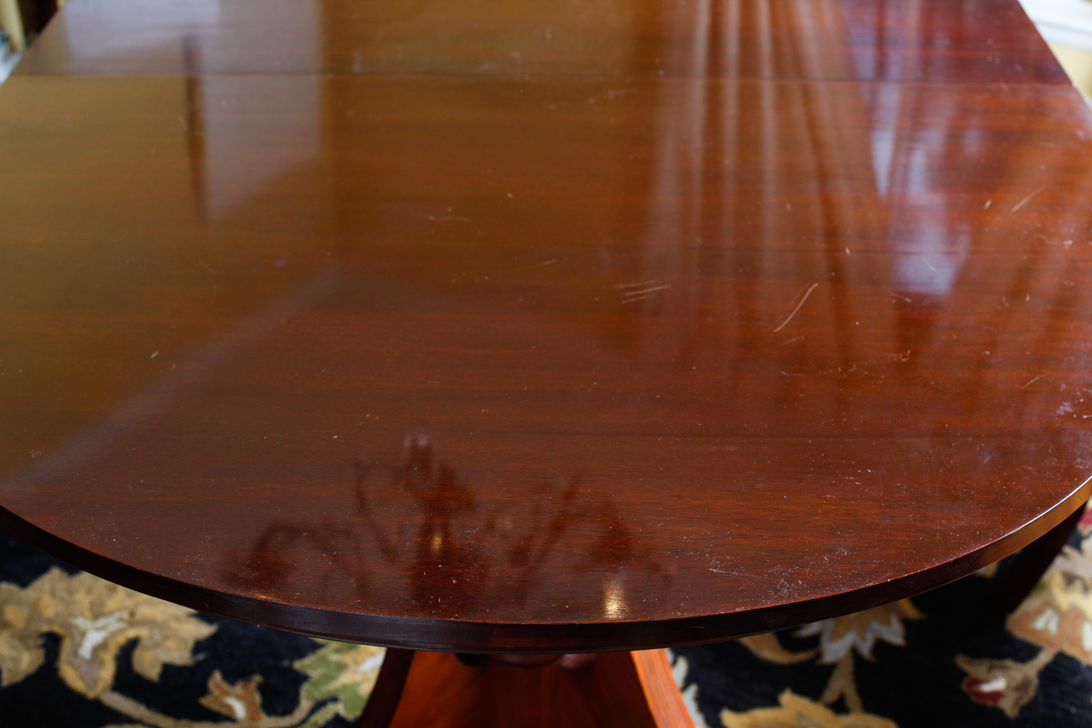 Duncan Phyfe Reproduction Mahogany Dining Table and Chairs