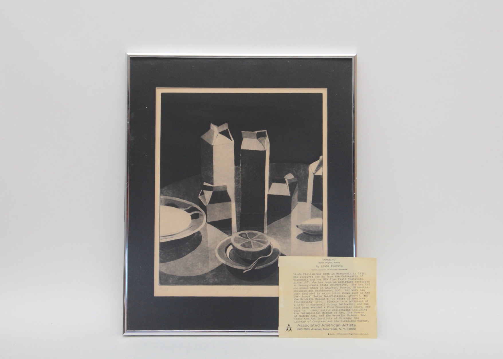 Limited Edition, Original Etching of "Morning" by Listed Artist, Linda Plotkin