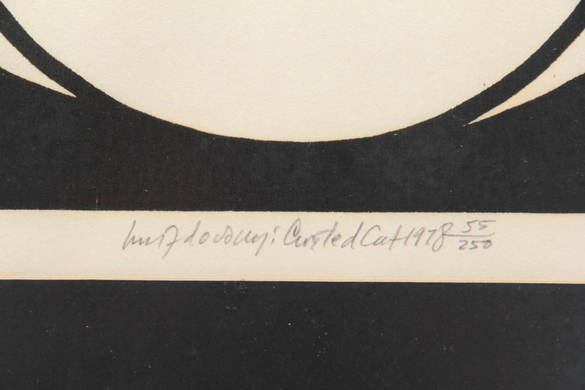 Limited Editon, 1978 Original Woodcut "Curled Cat" by Listed Artist, Jacques Hnizdovsky