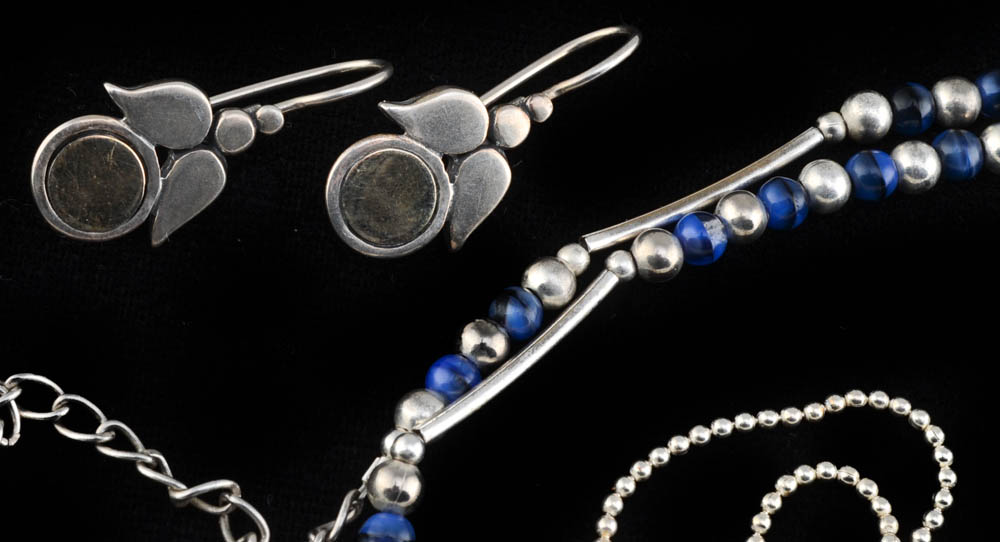 Sterling Silver Jewely Including Lapis Lazuli