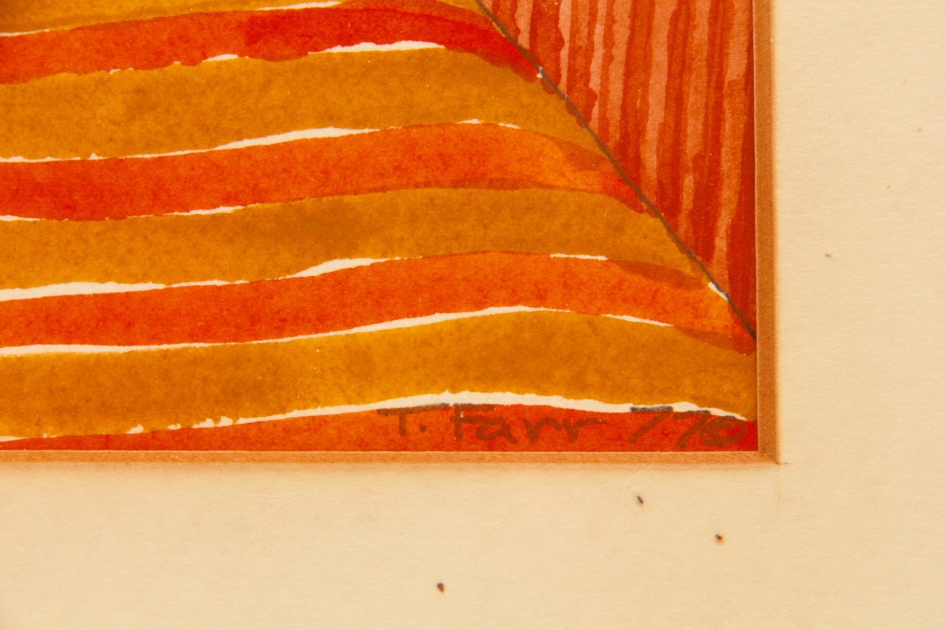 Signed Watercolor of Woman Sleeping with Cats by Teresa Farr