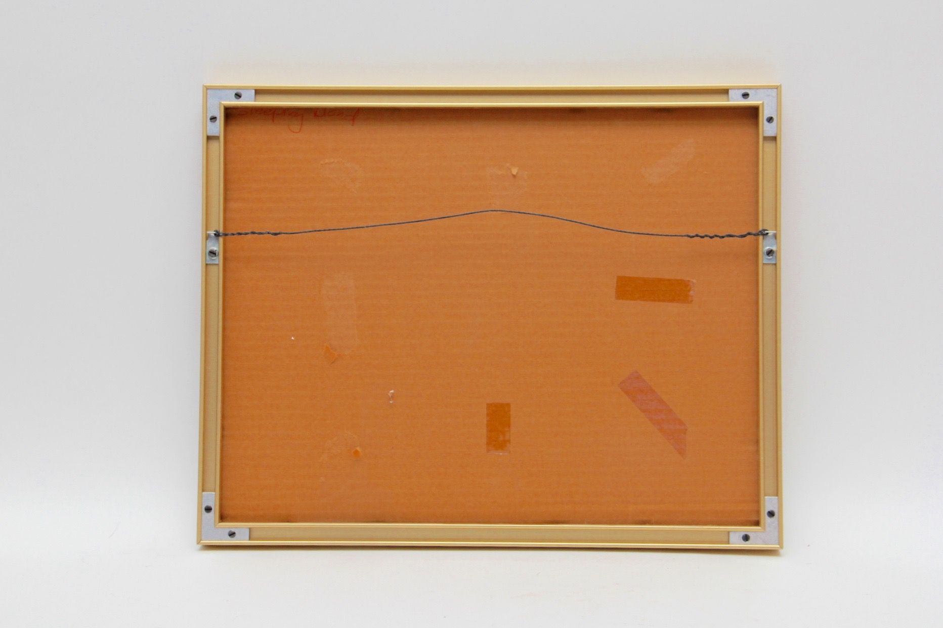 Signed Watercolor of Woman Sleeping with Cats by Teresa Farr