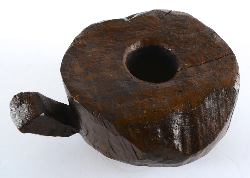 Antique Hand Carved Floor Standing Grain Grinder