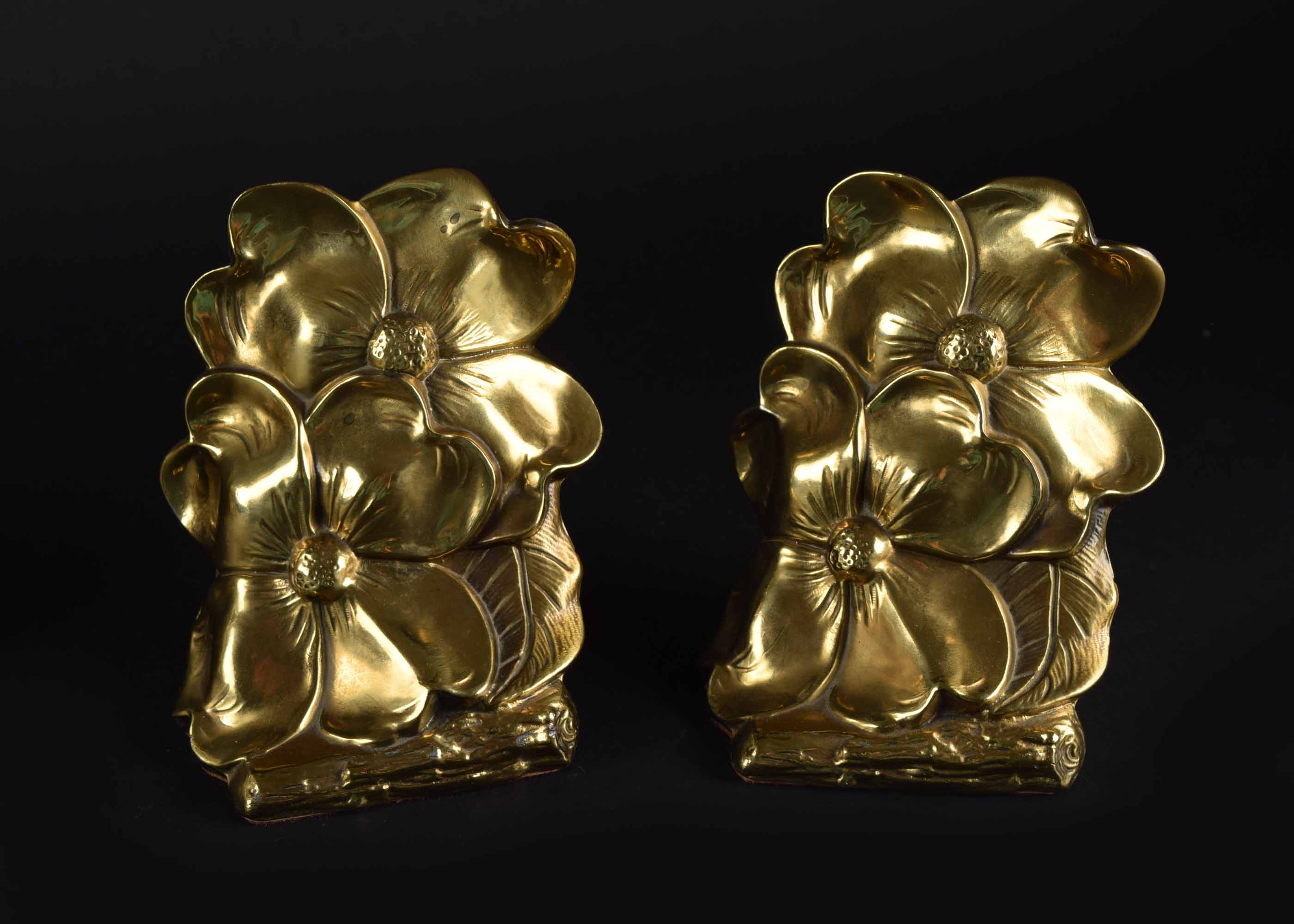 Two Pairs of Brass Finish Bookends