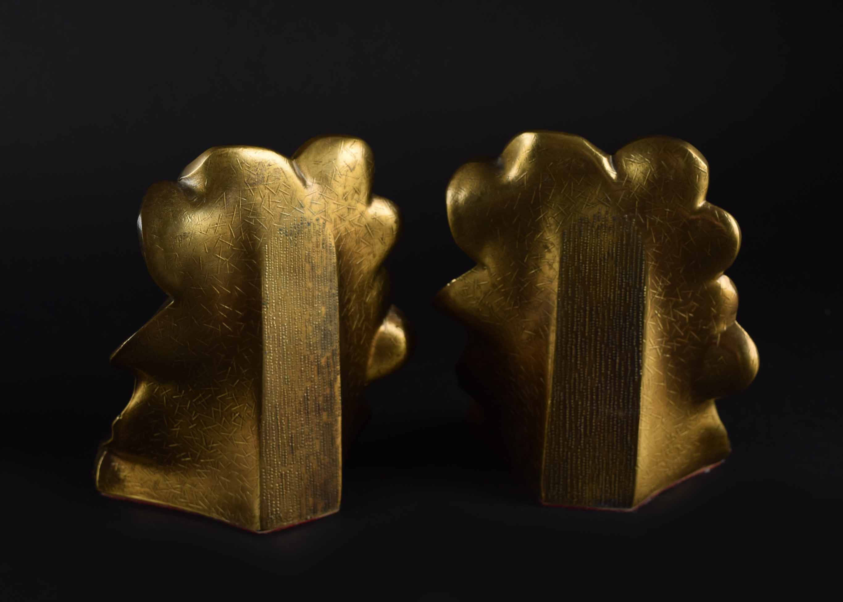 Two Pairs of Brass Finish Bookends