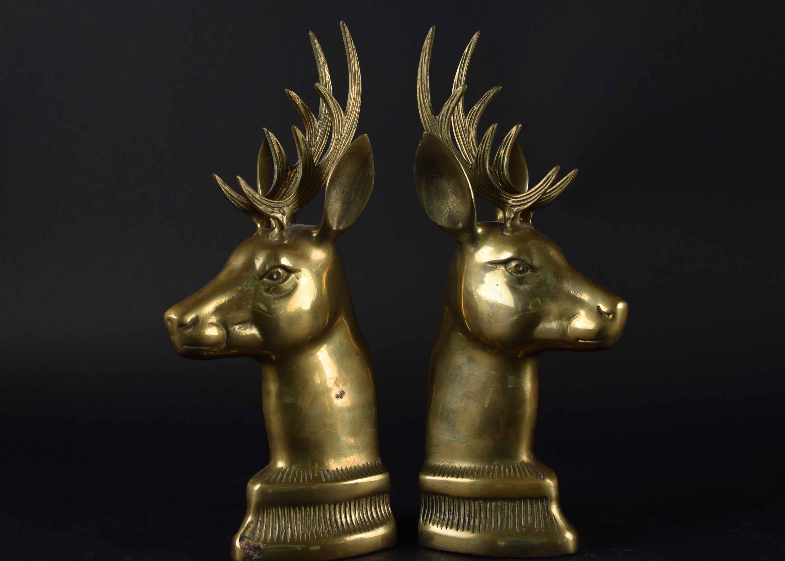 Two Pairs of Brass Finish Bookends