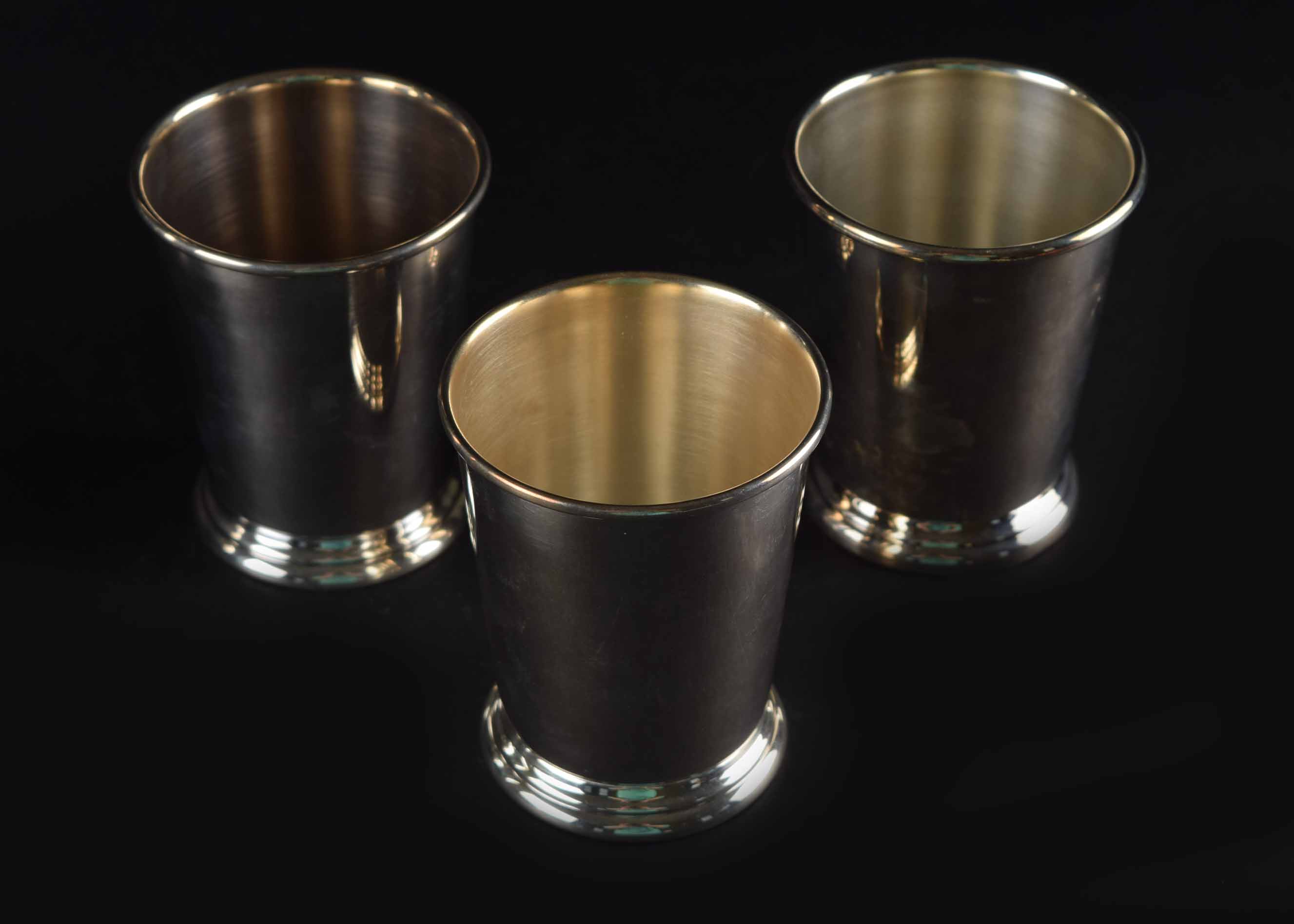 Sheridan Silverplate Water Pitcher and Three Julep Cups