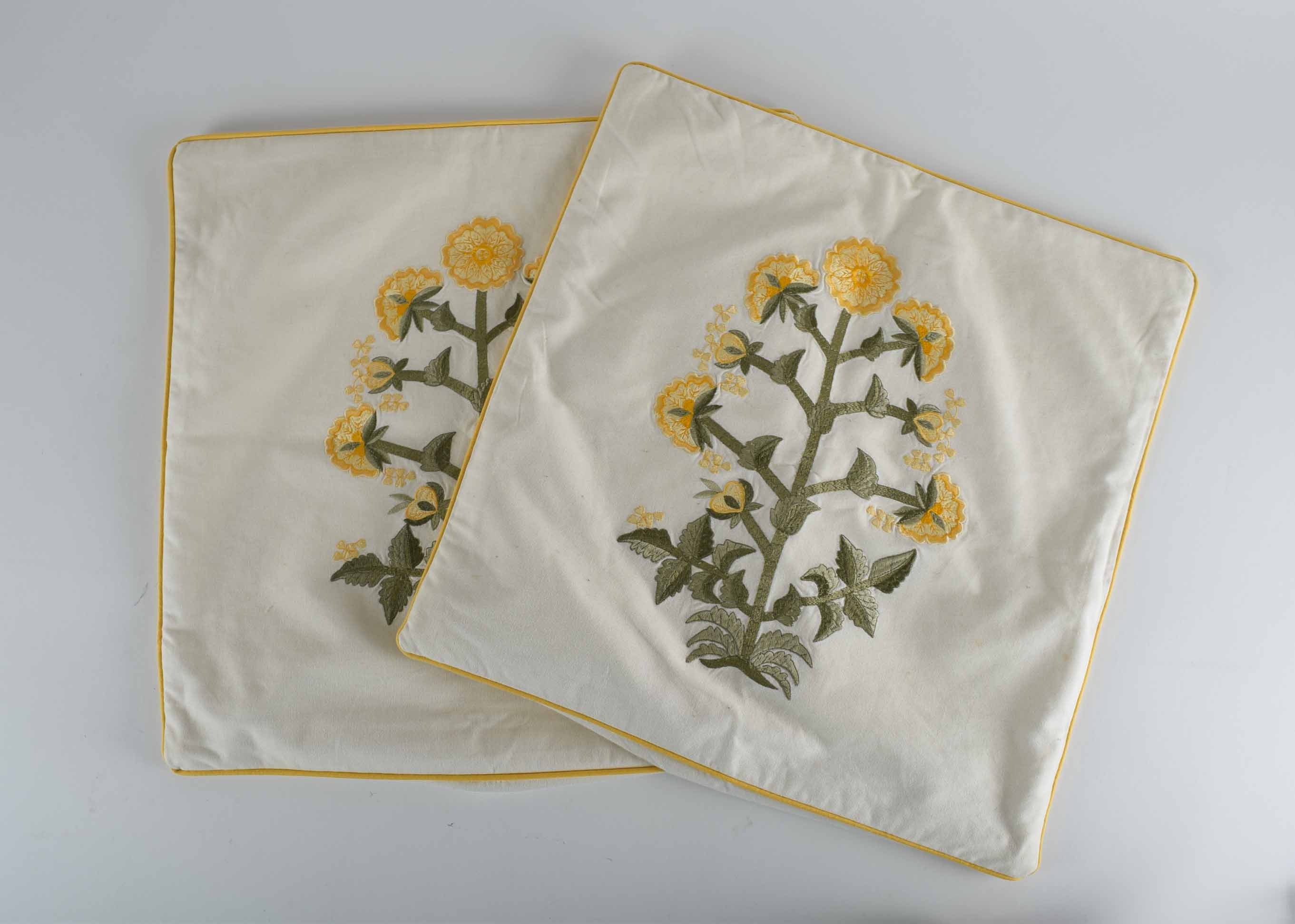 Pair of 18 X 18 Down Pillow Insert and Four Pairs Pottery Barn Pillow Covers