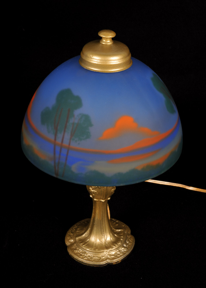 Antique Hand Painted Reverse Shade Lamp