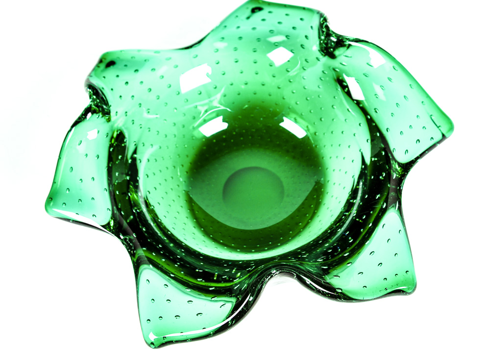 Duo of After Erickson Controlled Bubble Green Bowls