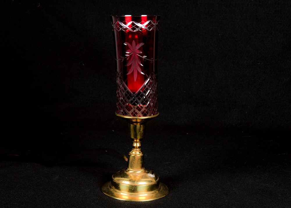 Vintage Cut Ruby Glass Table Lamp