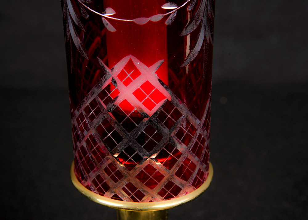 Vintage Cut Ruby Glass Table Lamp