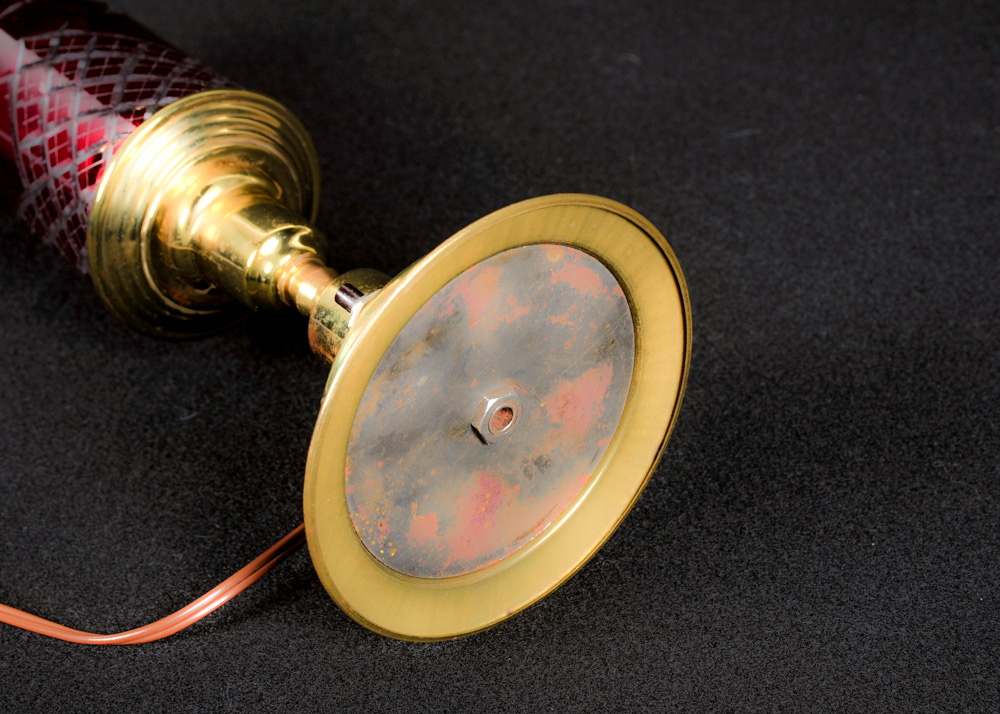 Vintage Cut Ruby Glass Table Lamp
