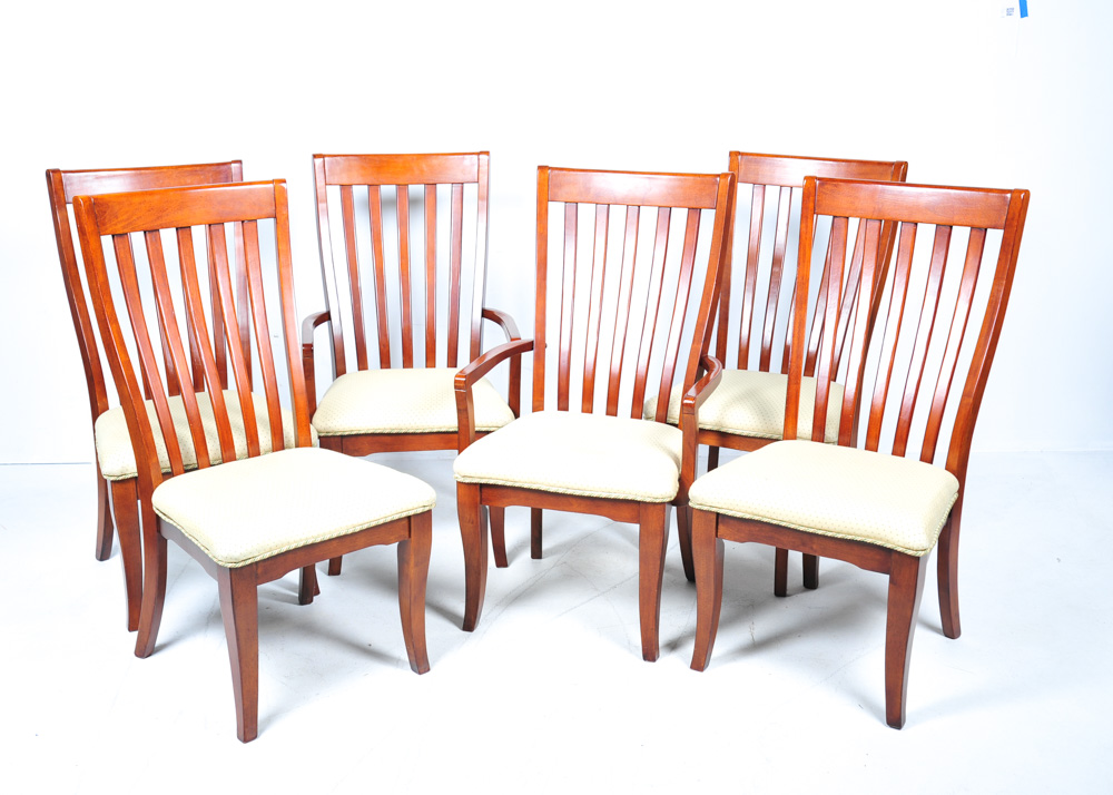 Set of Six Slatted Dining Chairs