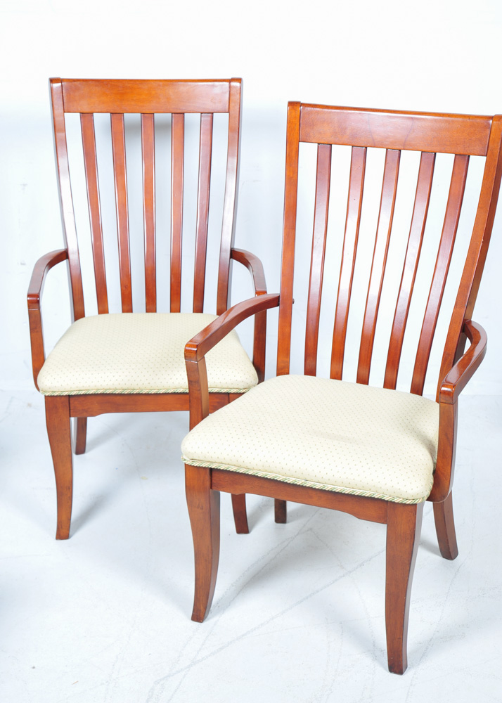 Set of Six Slatted Dining Chairs