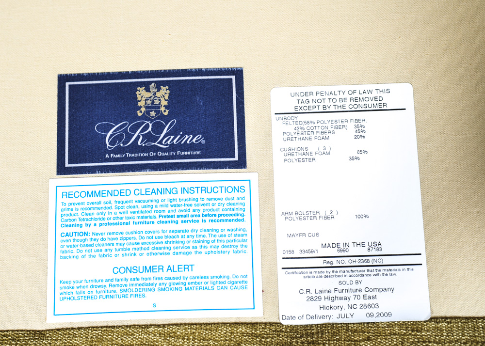 C.R. Laine Furniture Company Upholstered Sofa