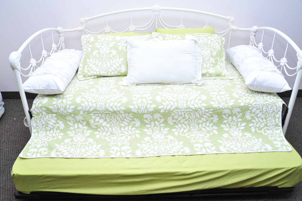 Decorative Off-White Enameled Metal Day Bed