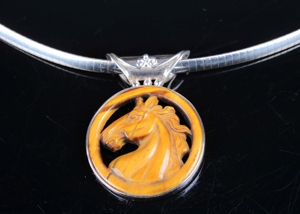 Horse Carved Tiger's Eye Necklace