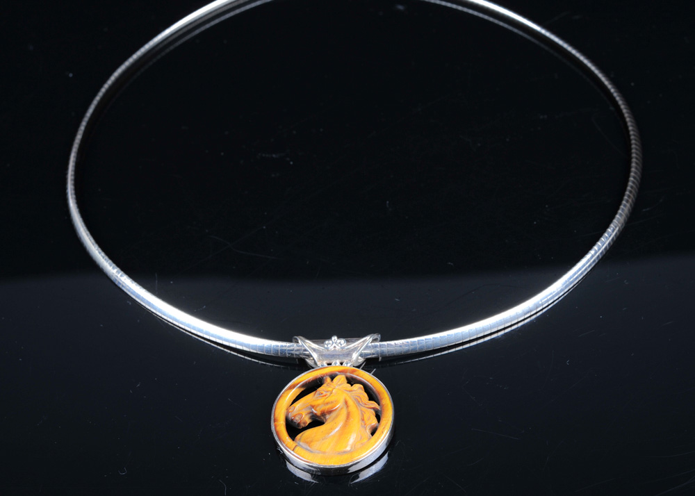 Horse Carved Tiger's Eye Necklace