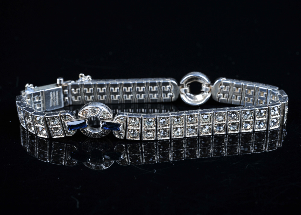 Faux Diamond and Sterling Silver Bracelet