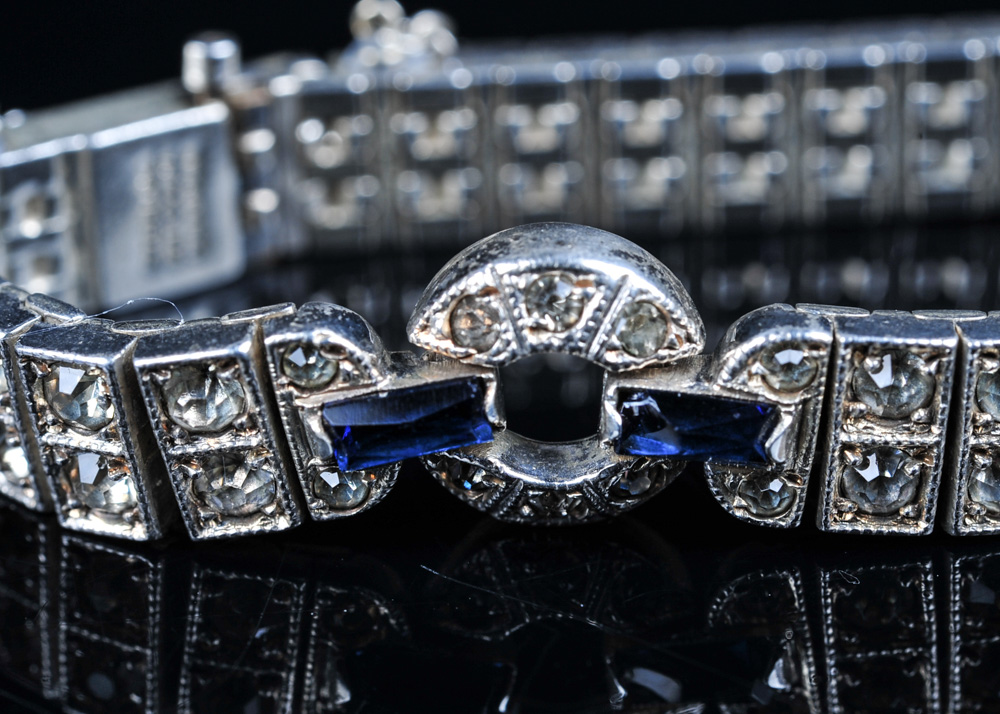 Faux Diamond and Sterling Silver Bracelet