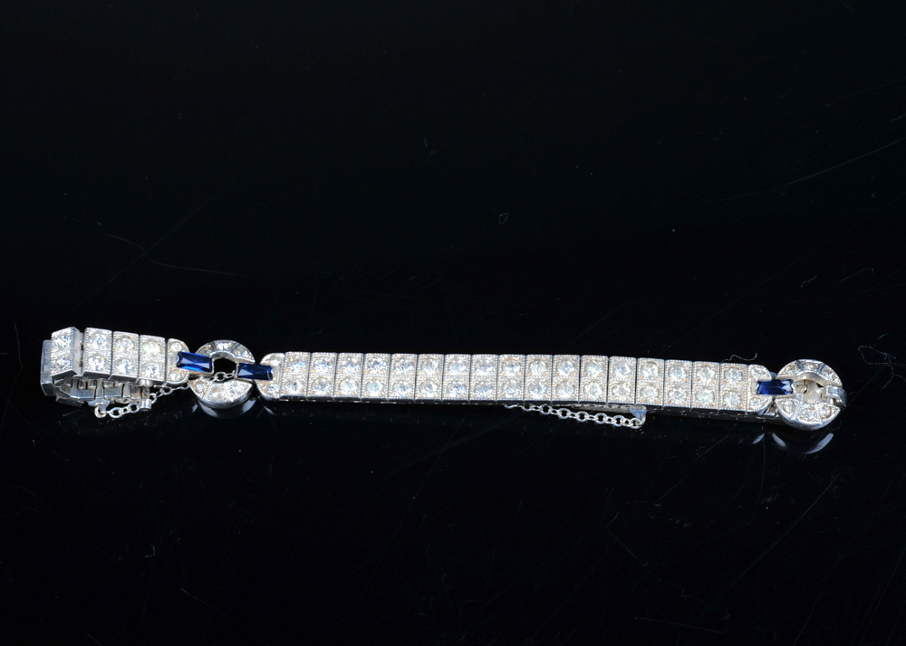 Faux Diamond and Sterling Silver Bracelet