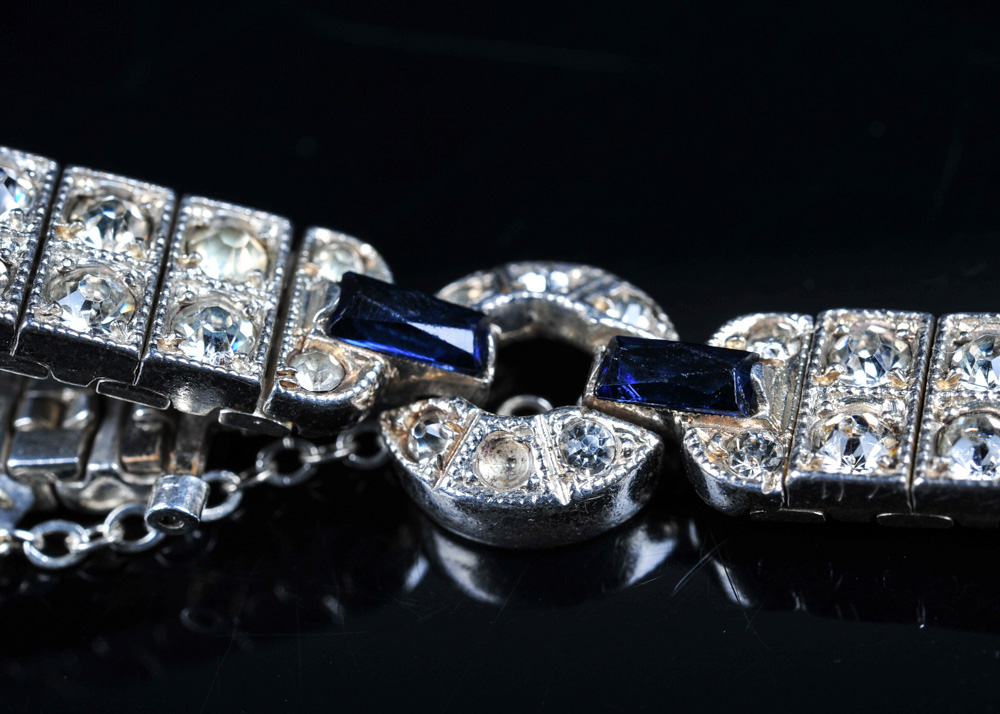 Faux Diamond and Sterling Silver Bracelet