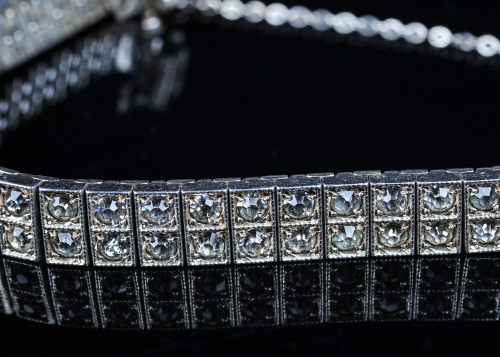 Faux Diamond and Sterling Silver Bracelet