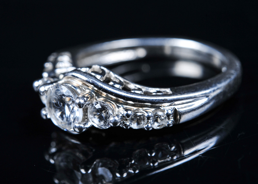 Faux Diamond and Sterling Silver Ring