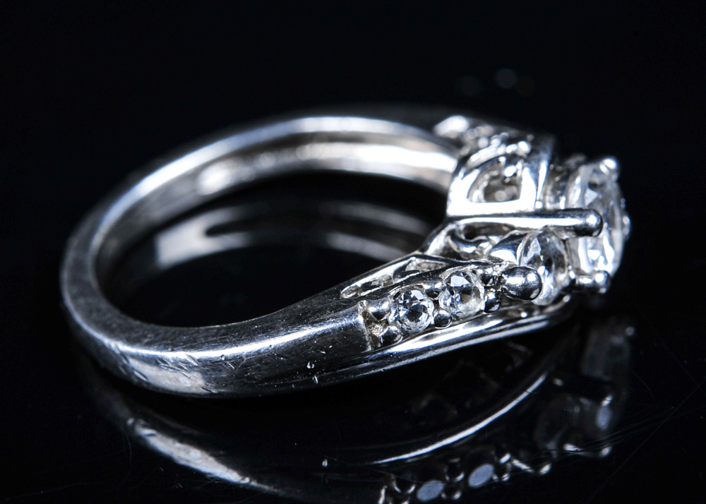 Faux Diamond and Sterling Silver Ring