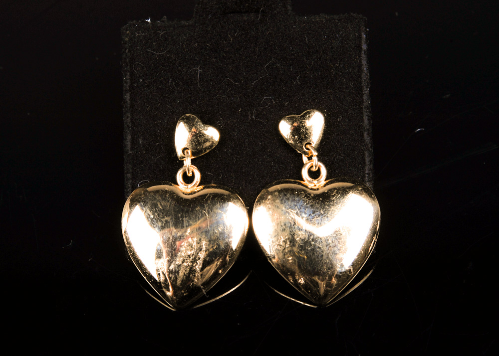 Pair of 14K Gold Heart Shaped Earrings