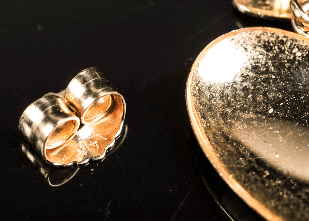 Pair of 14K Gold Heart Shaped Earrings