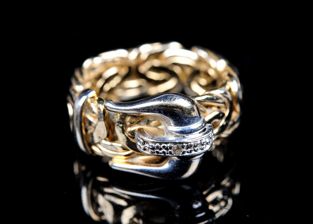 Sterling Silver Buckle Ring with Diamond Accent