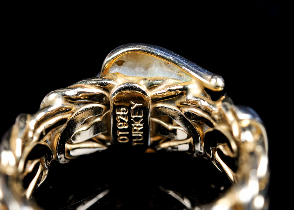 Sterling Silver Buckle Ring with Diamond Accent