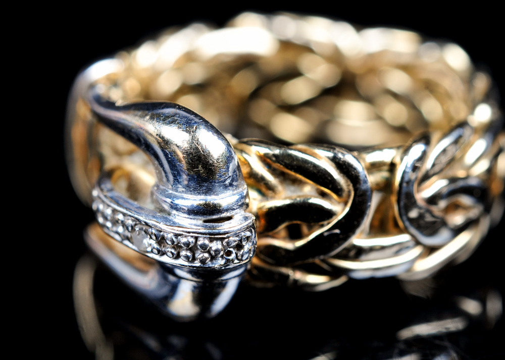 Sterling Silver Buckle Ring with Diamond Accent