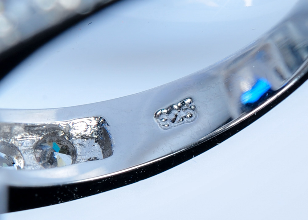 Faux Sapphire and Diamond Sterling Silver Ring