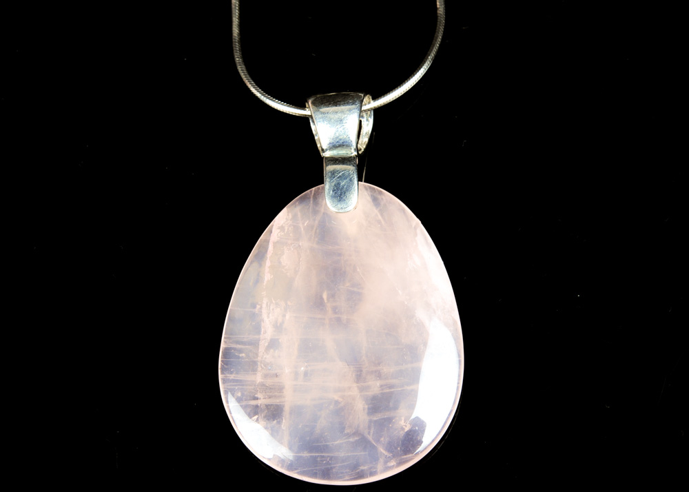 Sterling Silver and Rose Quartz Pendant Necklace