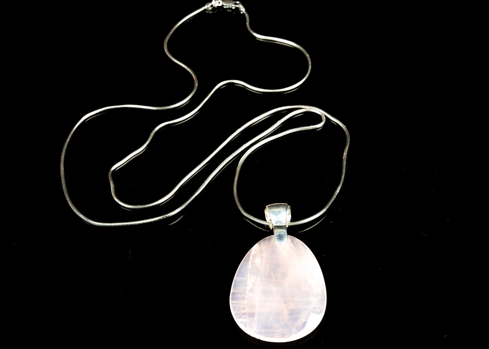 Sterling Silver and Rose Quartz Pendant Necklace